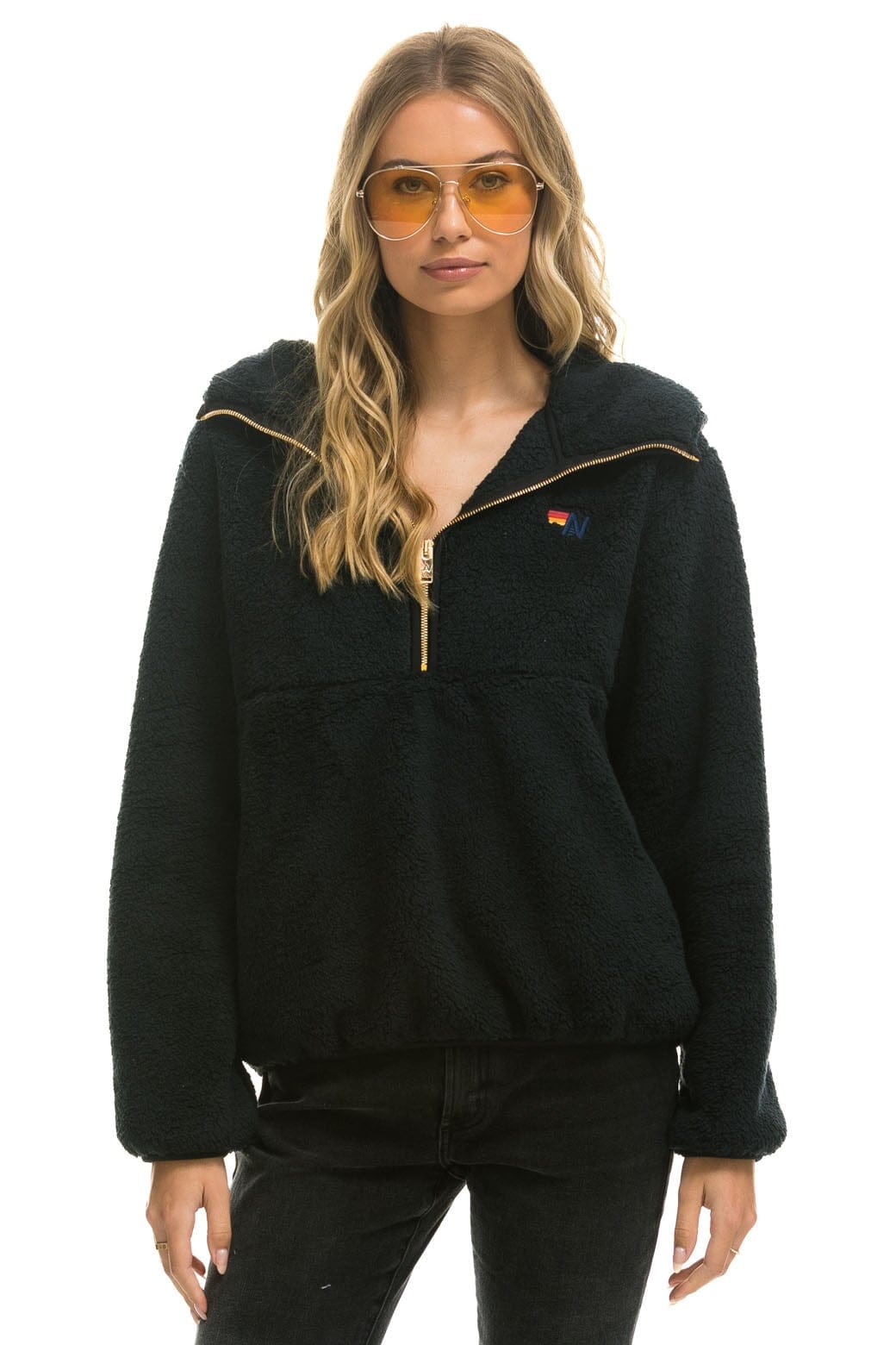 Alternative view of TEDDY APRES  HOODED HALF ZIP JACKET - BLACK
