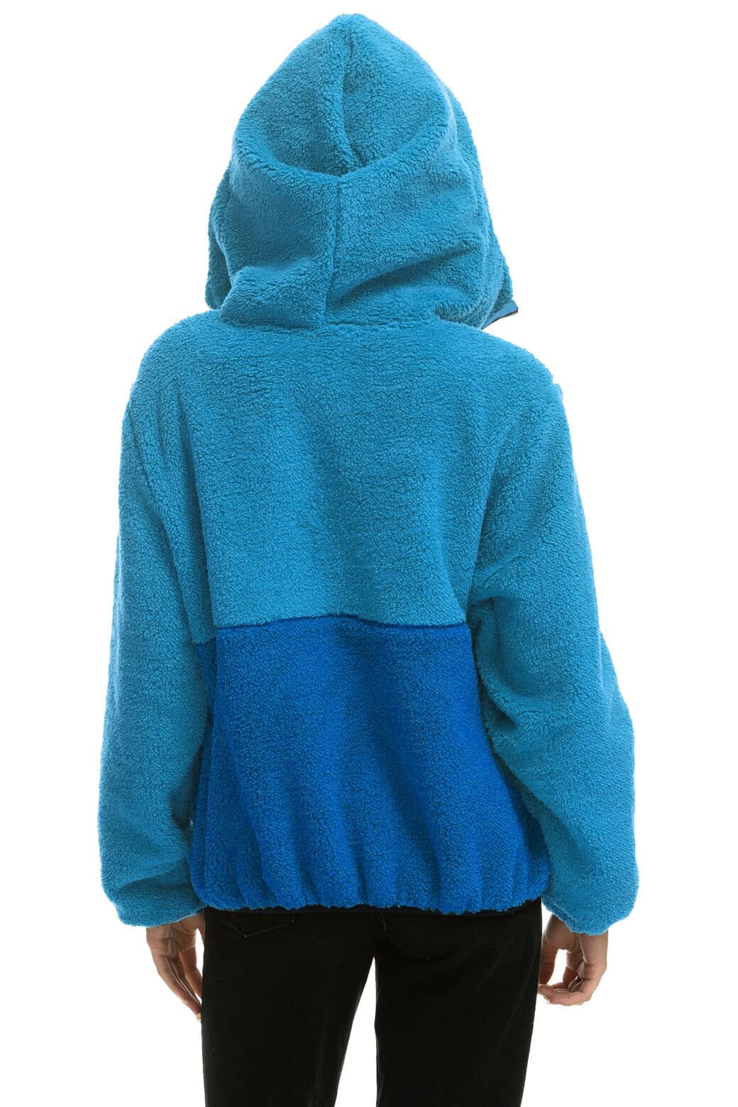 Alternative view of TEDDY UNISEX HOODED HALF ZIP COLOR BLOCK JACKET - OCEAN