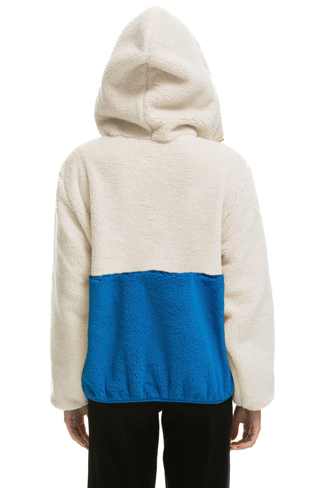 Alternative view of TEDDY UNISEX HOODED HALF ZIP COLOR BLOCK JACKET - VINTAGE WHITE