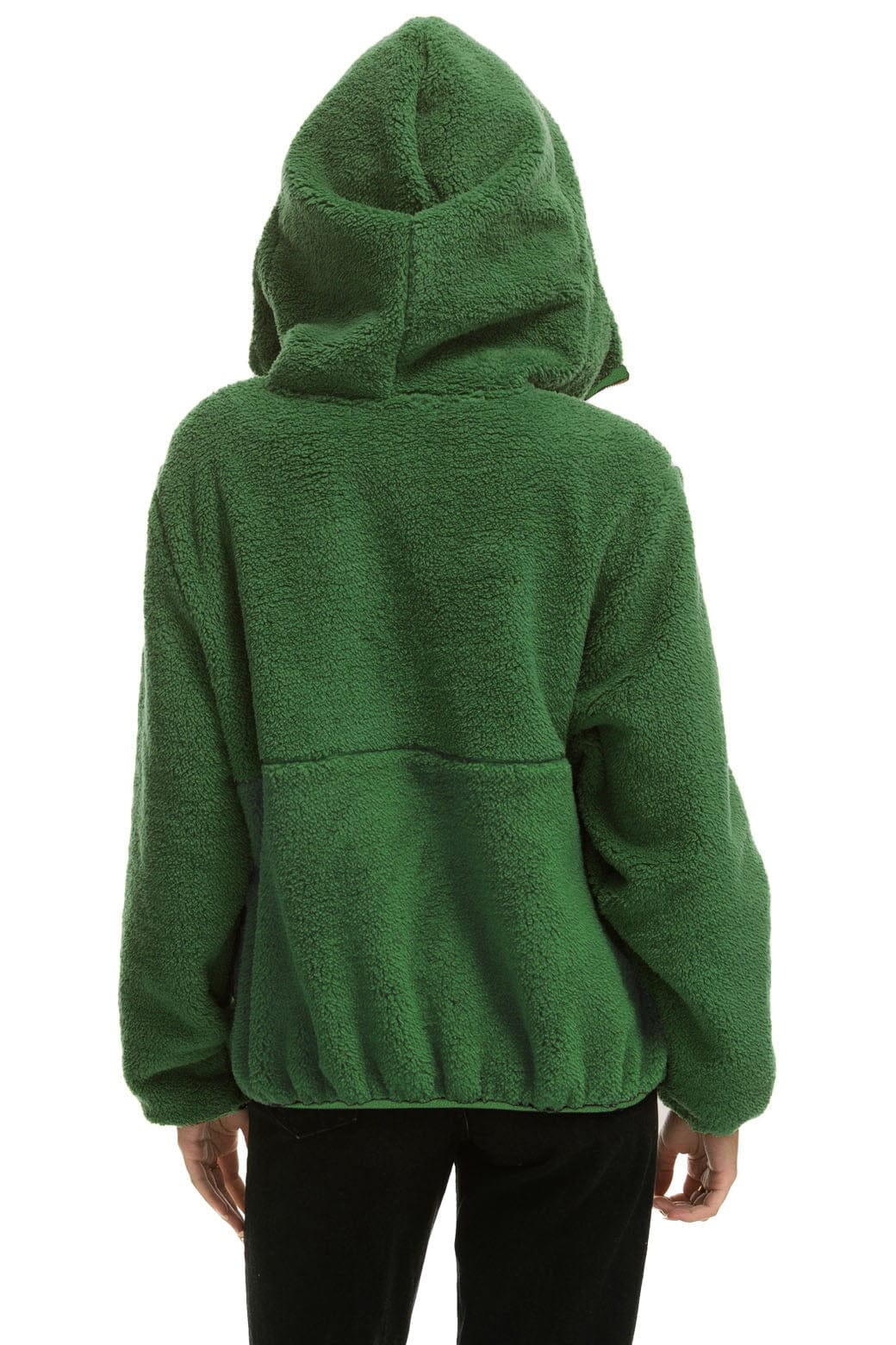 Alternative view of TEDDY UNISEX HOODED HALF ZIP JACKET - GARDEN GREEN