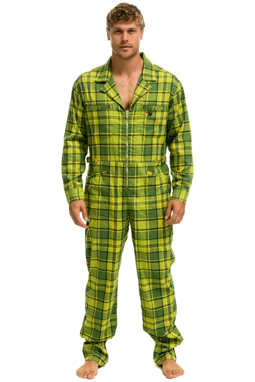 Alternative view of UNISEX PLAID FLIGHT SUIT - AVOCADO PLAID