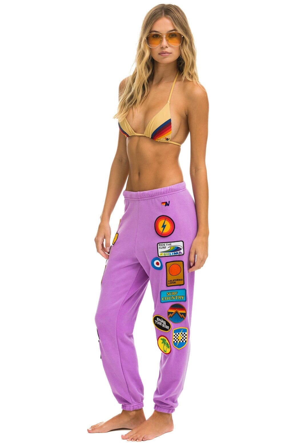 Alternative view of VINTAGE PATCH SWEATPANTS - NEON PURPLE