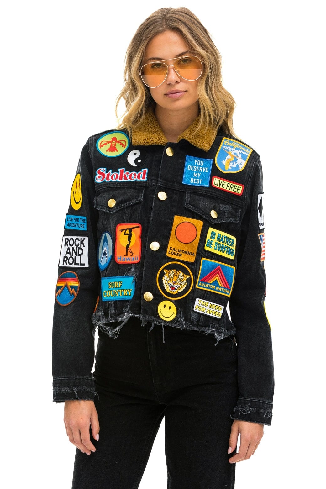 Alternative view of VINTAGE PATCH UNISEX DENIM JACKET - VINTAGE BLACK