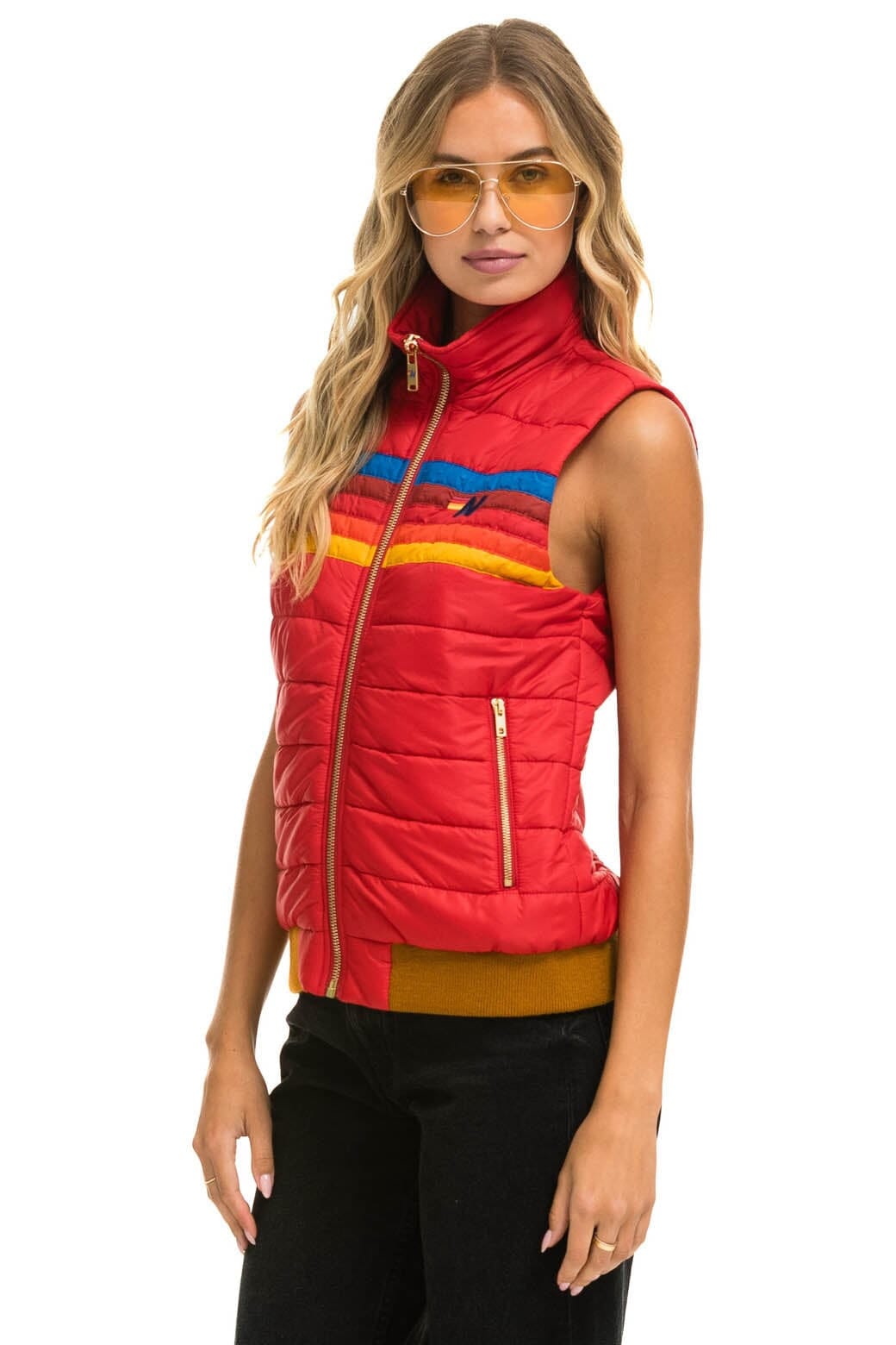 Alternative view of WOMEN'S 5 STRIPE VEST - CHERRY