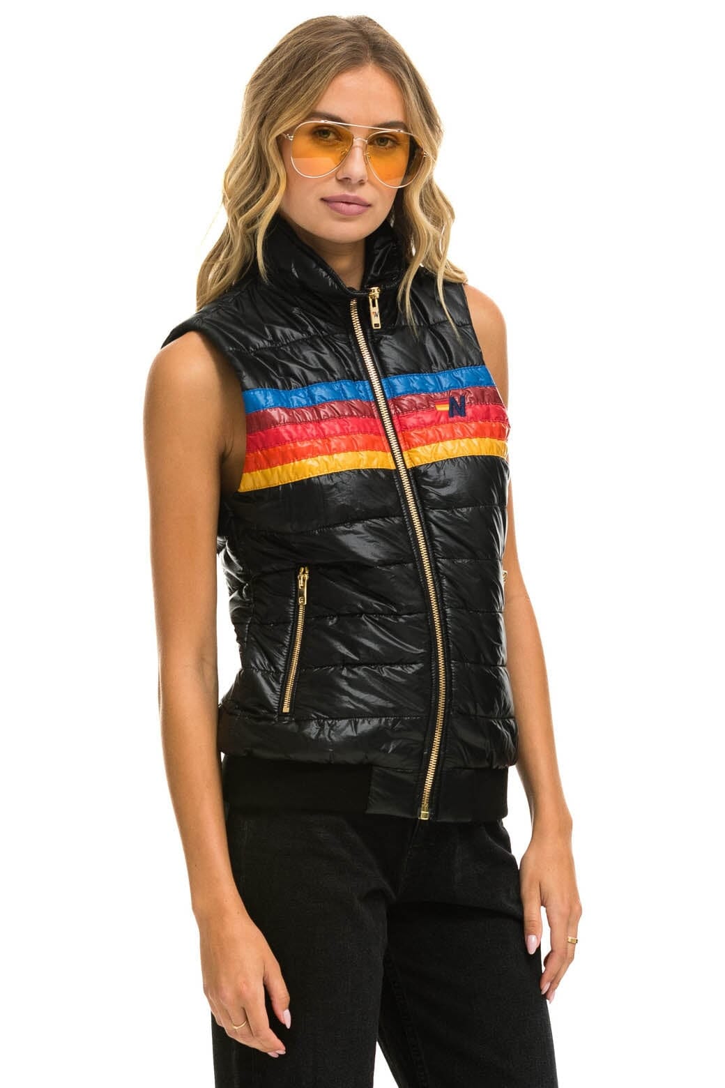 Alternative view of WOMEN'S 5 STRIPE VEST - GLOSSY BLACK