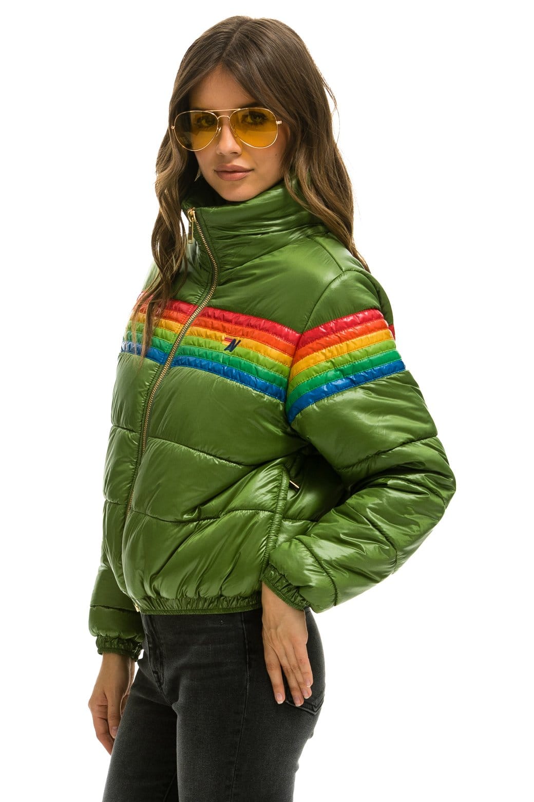 Alternative view of 6 STRIPE LUXE APRES PUFFER JACKET - GLOSSY GARDEN GREEN