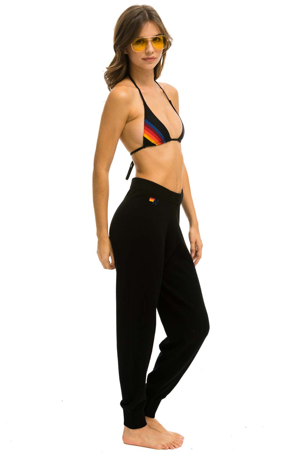 Alternative view of BOLT CASHMERE LIGHT SWEATER PANT - BLACK // WHITE BOLT