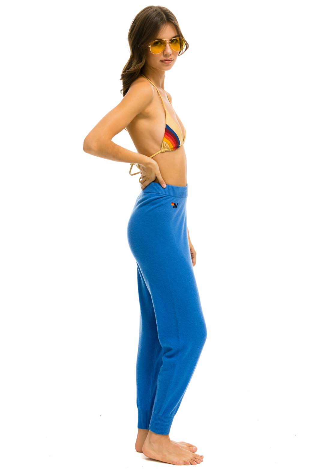 Alternative view of BOLT CASHMERE LIGHT SWEATER PANT - VINTAGE BLUE // GOLD BOLT