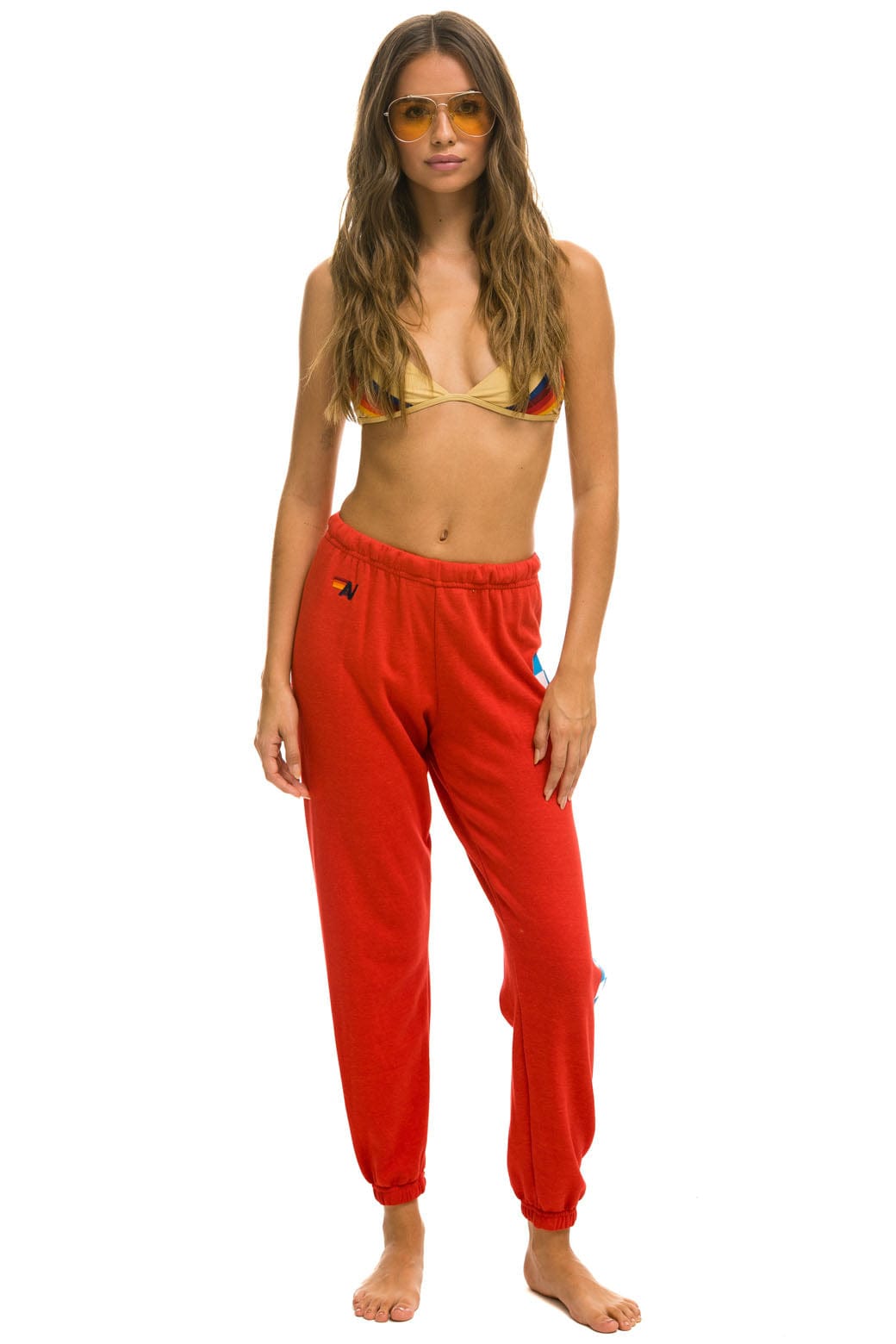Alternative view of CHECK LEG SWEATPANTS - RED // WHITE // BLUE