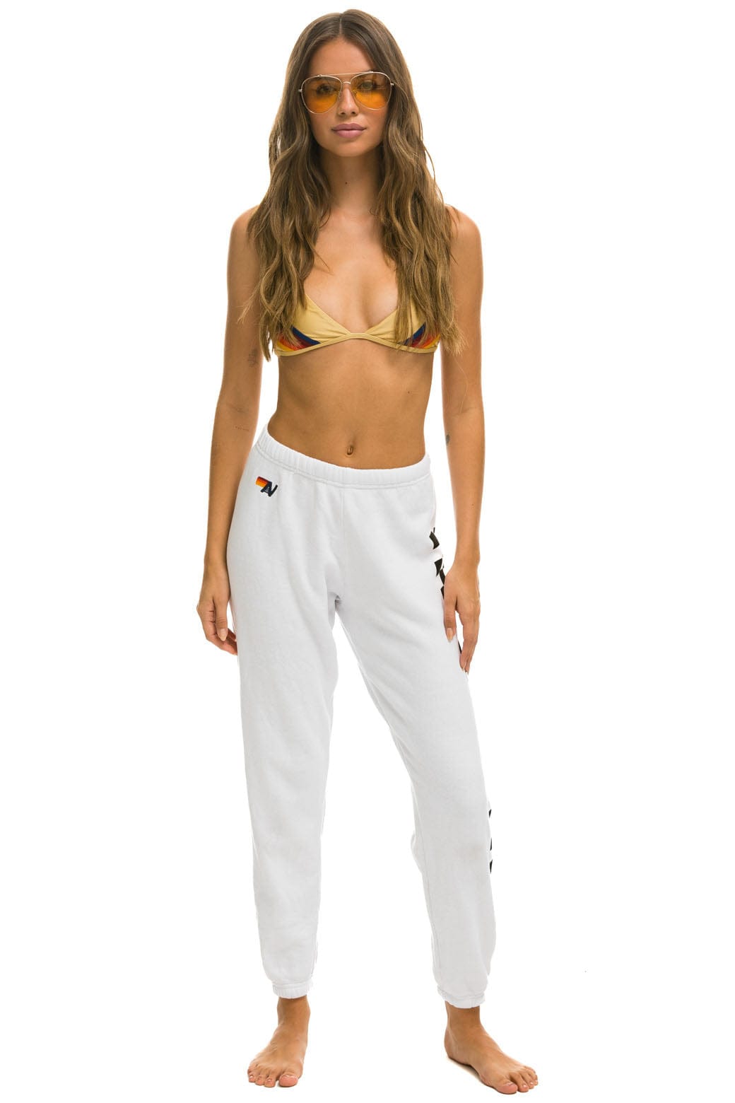 Alternative view of CHECK LEG SWEATPANTS - WHITE