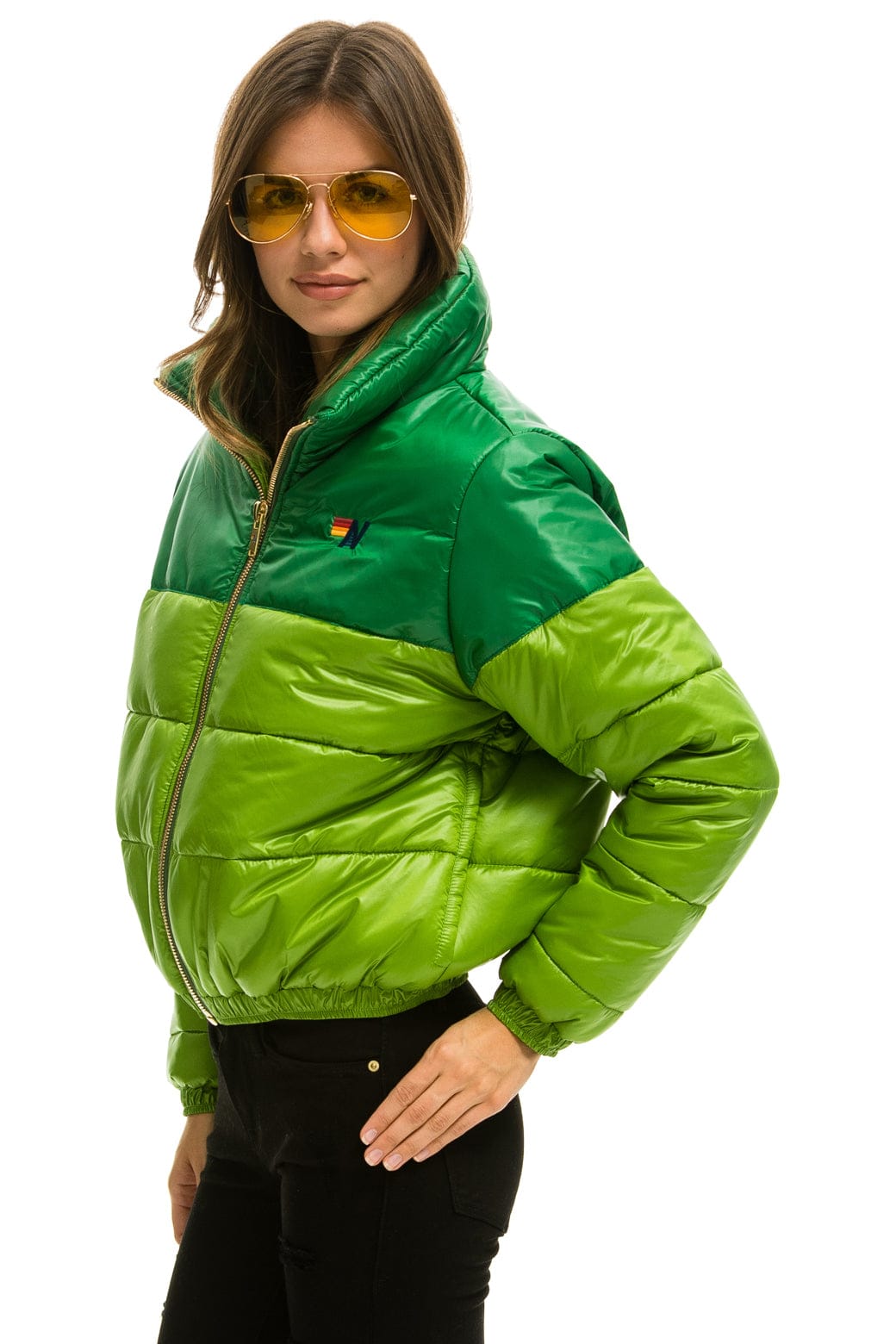 Alternative view of COLOR BLOCK HALF AND HALF APRES PUFFER JACKET - AMAZON GLOSSY