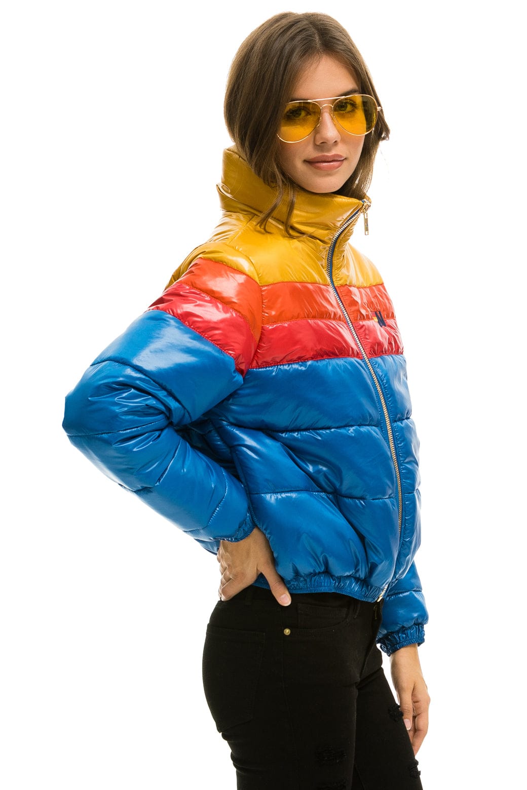 Alternative view of COLOR BLOCK LUXE APRES PUFFER JACKET -  GLOSSY SNORKEL BLUE