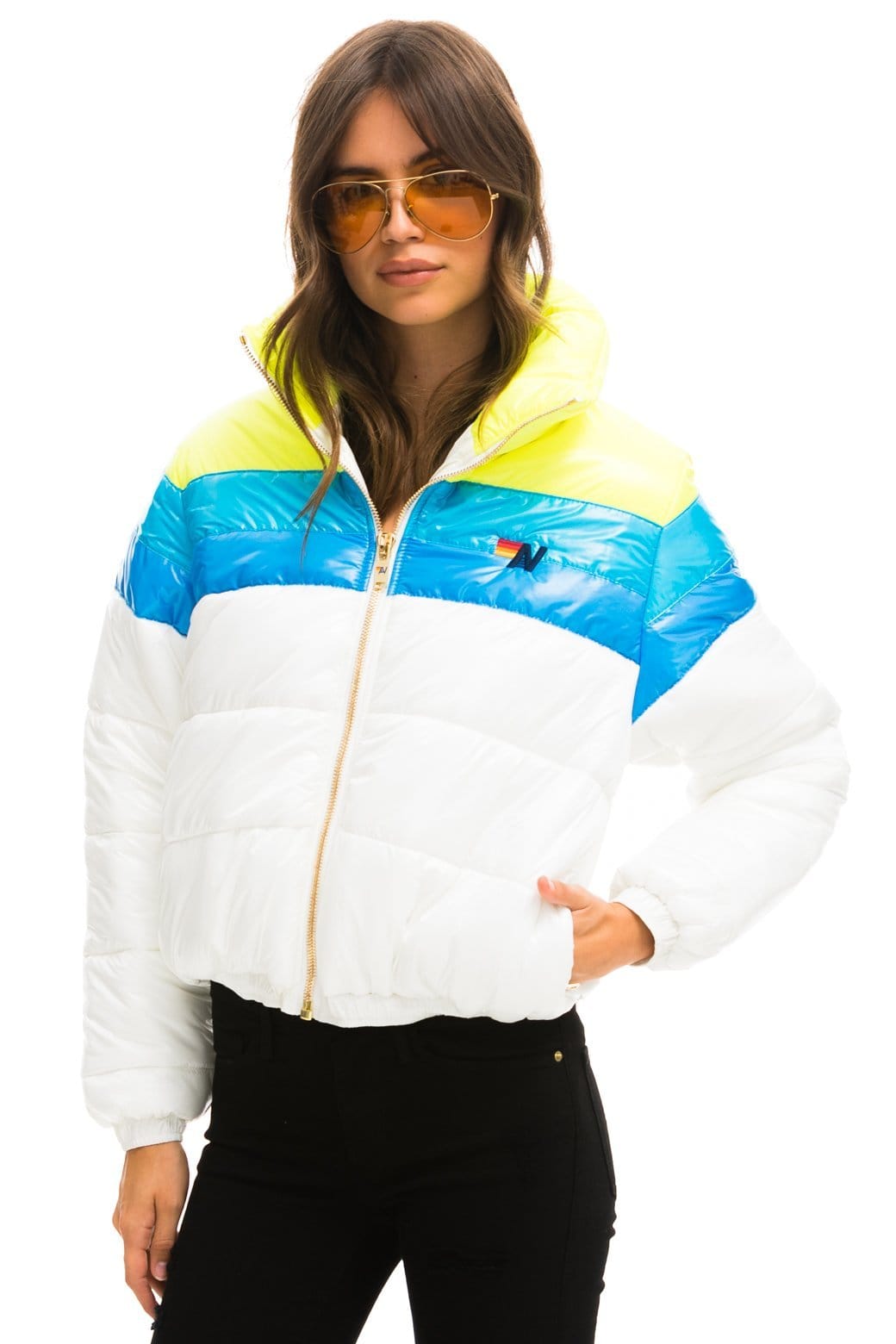 Alternative view of COLOR BLOCK LUXE APRES PUFFER JACKET - GLOSSY WHITE