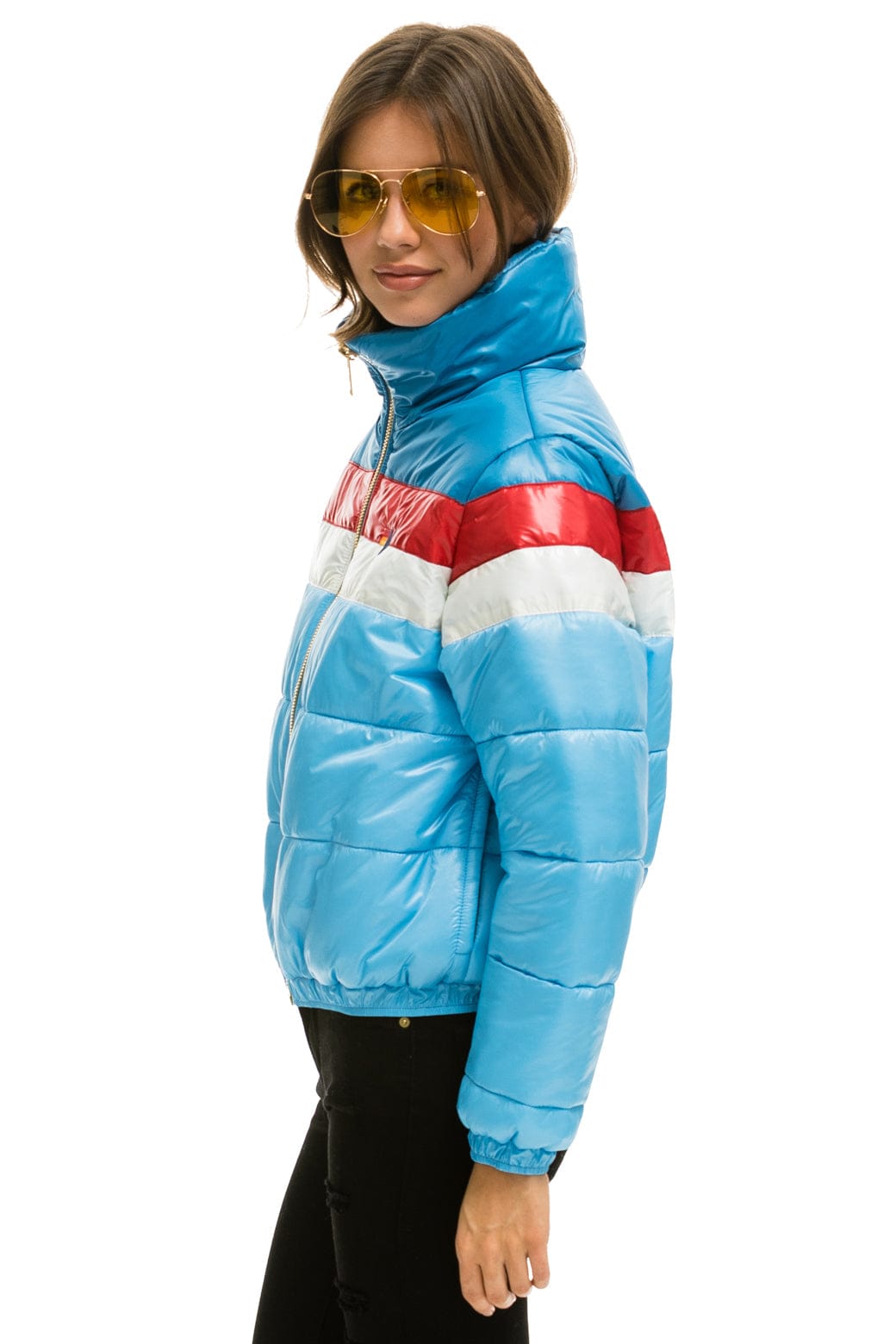 Alternative view of COLOR BLOCK LUXE APRES PUFFER JACKET - SKY GLOSSY