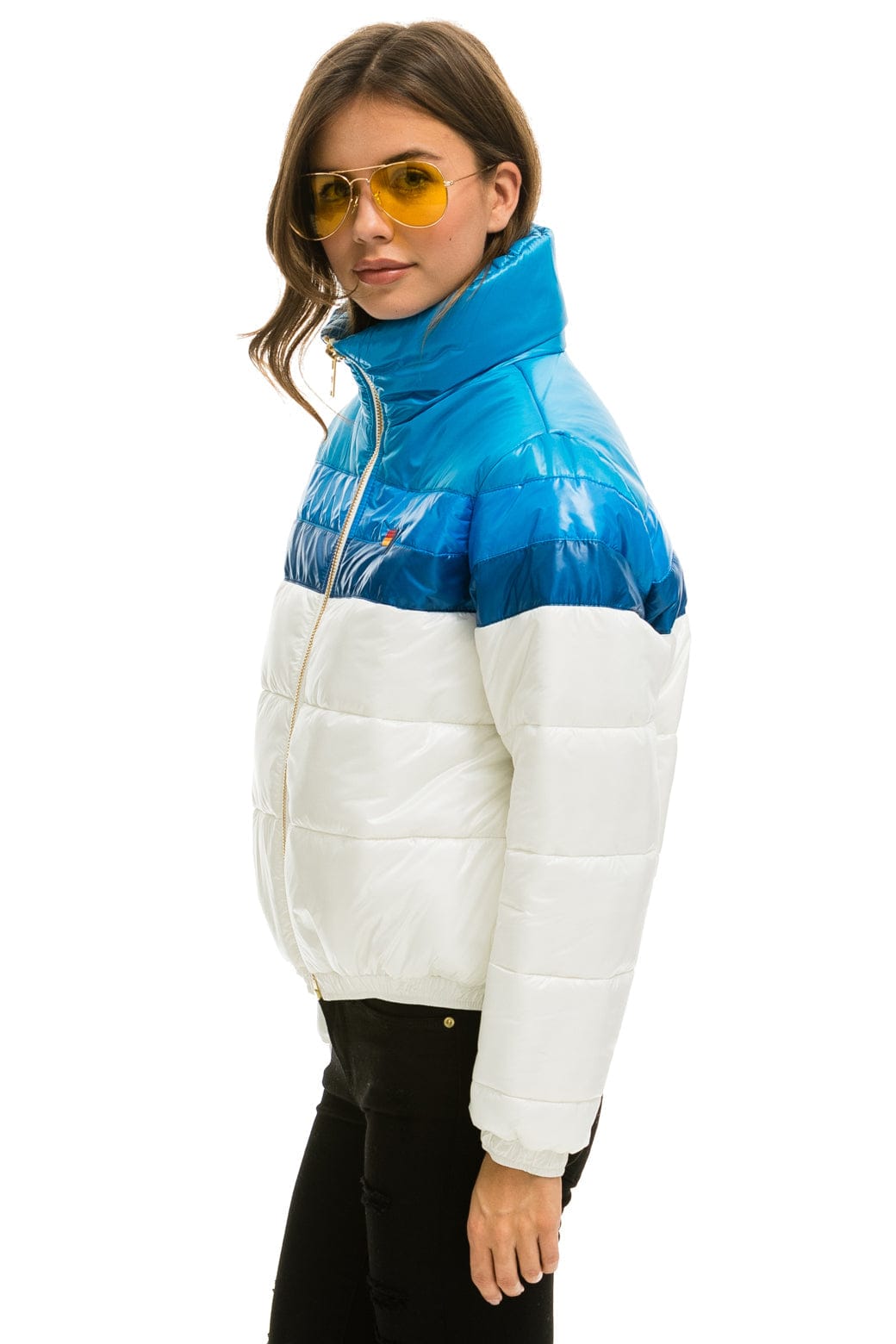 Alternative view of COLOR BLOCK LUXE APRES PUFFER JACKET -  GLOSSY WHITE DRESDEN