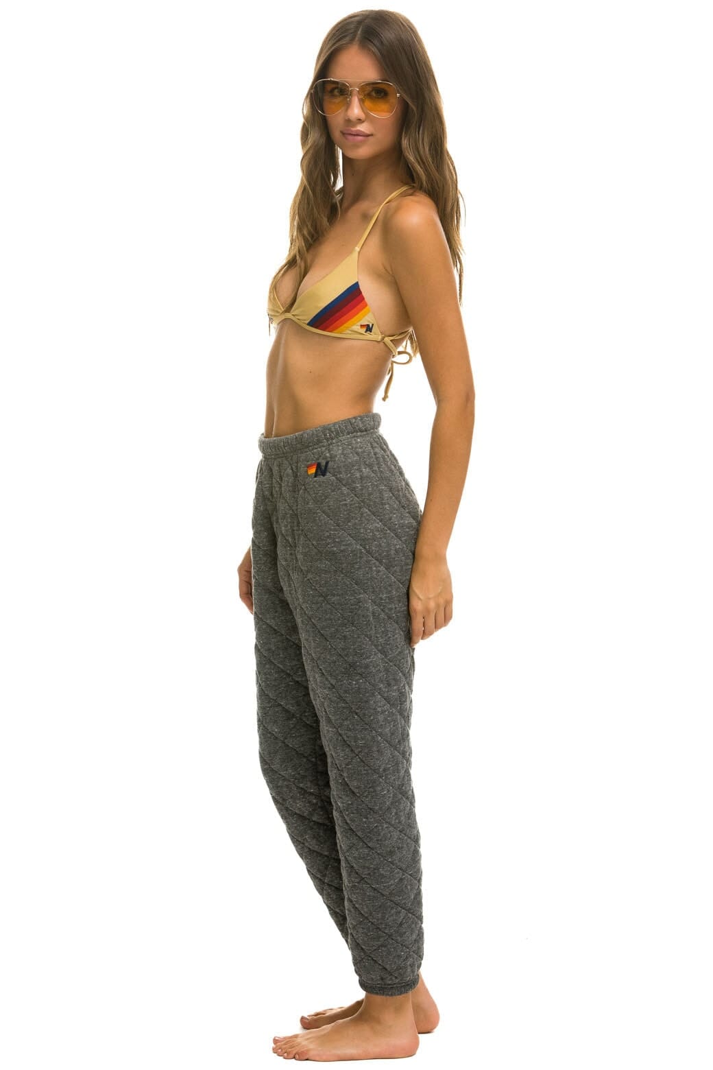 Alternative view of QUILTED SWEATPANTS - HEATHER GREY