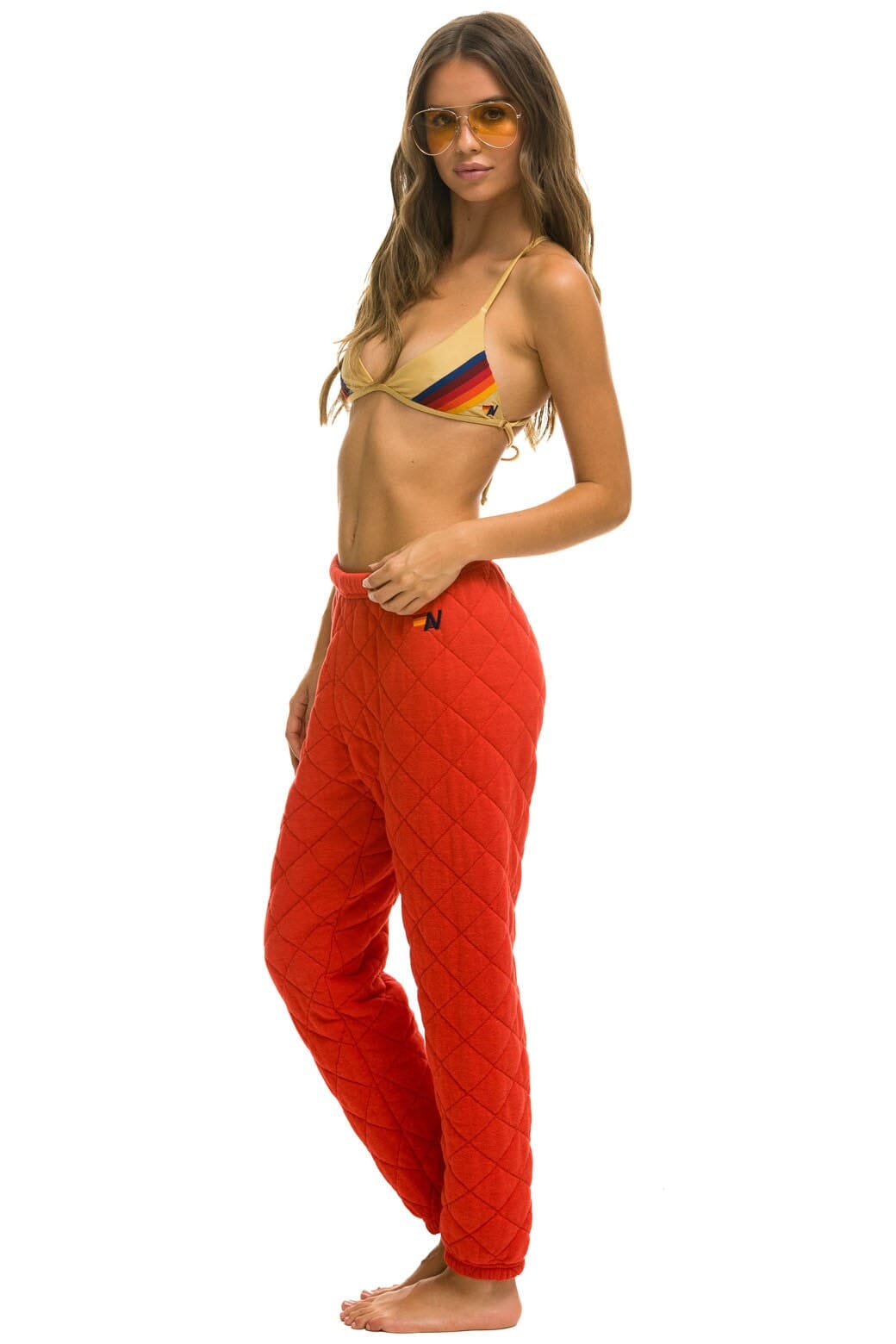 Alternative view of QUILTED SWEATPANTS - RED